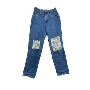 Vintage Rockies Jean Womens 15 16 High Rise Blue Denim Pant Bareback Distressed
